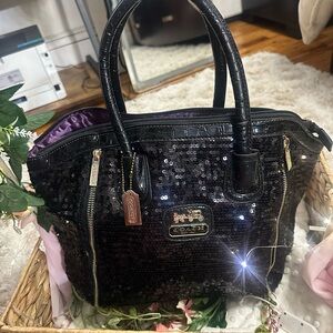 **RARE**Coach Black Sequin Tote Bag
